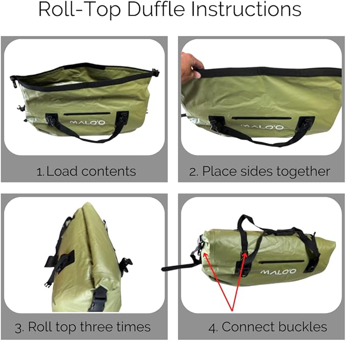 Malo'o Waterproof Dry Bag Duffel 40L/60L/100L, Roll Top Duffel Keeps Gear Dry for Kayaking, Rafting, Boating, Swimming, Camping, Hiking, Beach, Fishing - Internal & External Pockets and Molle Loops