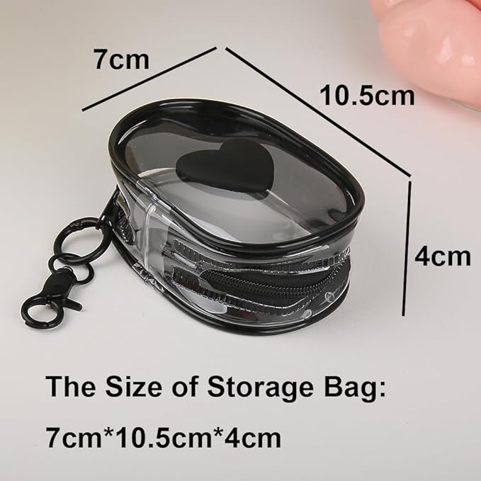 Charging Cable Storage Bag, Lovely 3D Love Heart Waves Design Transparent Compact Travel Cables Carrying Storages Case Electronic Accessories Charger Cord Wire Organizer, Black Love