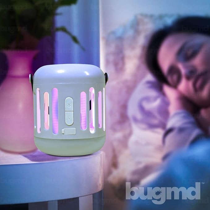 BugMD Zap Trap, Battery or USB Powered 2-in-1 Lamp and Bug Zapper with UV and LED Light, Portable Light for Indoor Spaces