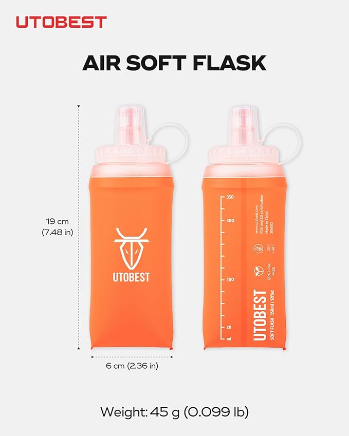 2 Pack Soft Flask Running Water Bottle Collapsible Water Bottle for Trail Running Hydration Pack Hiking Cycling Climbing 350ML