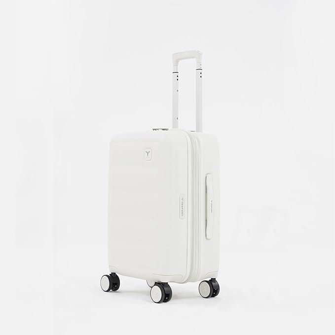 Tesport 22in Hard Shell Carry-On Luggage with Spinner Wheels, Lightweight PC Expandable Carry-On Suitcase with TSA Lock, Built-in Cup Holder, White