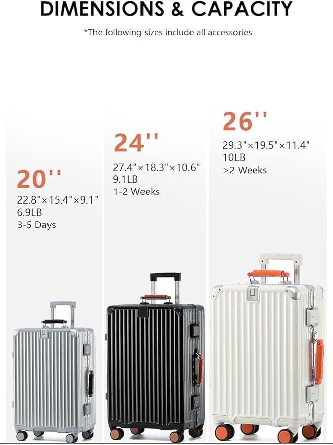 26 Inch Hardside Checked Luggage with Leather Handle, PC Zipperless Suitcase with Spinner Wheels and TSA Locks, Lightweight Checked Luggage for Travel