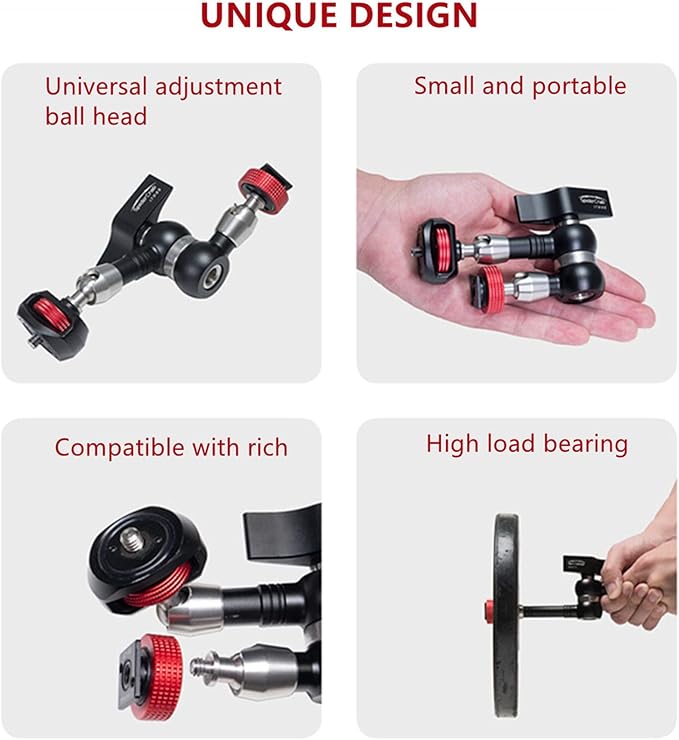 IFOOTAGE Magic Arm Clamp Adjustable Friction Power Articulating Magic Arm with 1/4" Thread Screw and Cold Shoe Mount for DSLR Camera Rig/Monitor/LED Lights (9.5Inc)