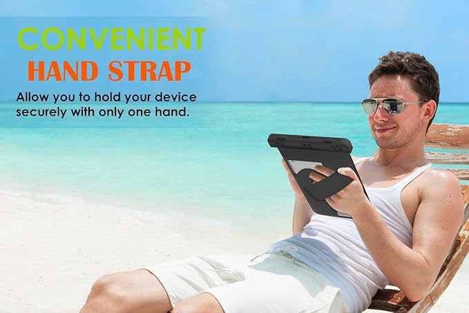 MoKo Universal Waterproof Case, Dry Bag Pouch for iPad mini 6/5/4/3/2, Samsung Tab 5/4/3, Galaxy Note 8, Tab S2/Tab E/Tab A 8.0, LG G Pad III 8.0, Google Nexus 7(FHD) & More Up to 8.3" - Black