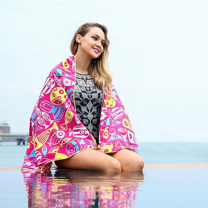 4Monster Microfiber Beach Towel Quick Dry,Super Absorbent Lightweight Travel Towel for Swimmers, Sand Free Camping Towel, Beach Towels for Pool,Swim,Water Sports,Yoga