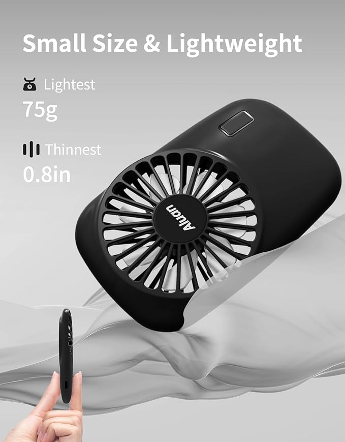 Aluan Handheld Mini Fan Powerful Small Personal Portable Speed Adjustable USB Rechargeable Eyelash Fan for Kids Girls Boys Woman Man Home Office Outdoor Travel, Black