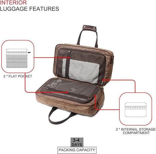 Duffle Bag for Men Waterproof Genuine Leather Canvas Travel Duffel Bags for Women Overnight Weekender Bag for Traveling