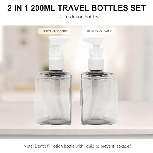 Skycase Travel Bottles - Leak Proof Refillable TSA Approved Travel Size Toiletries, 2 in 1 Liquid Bottles Containers with Labels and Funnel Airplane Accessories Kits for Lotion Liquid (Grey)