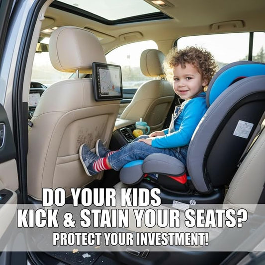 Seat Back Protector + Large Capacity Pocket Storage Organizer,Preventing the Impact of Children Stepping on the Seat Backrest (Brown)