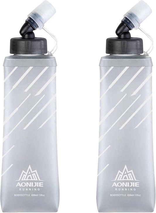 Azarxis TPU Soft Flask Collapsible Water Bottles BPA-Free 250ml 350ml 500ml 600ml for Hydration Vest Pack Running Hiking Cycling Climbing