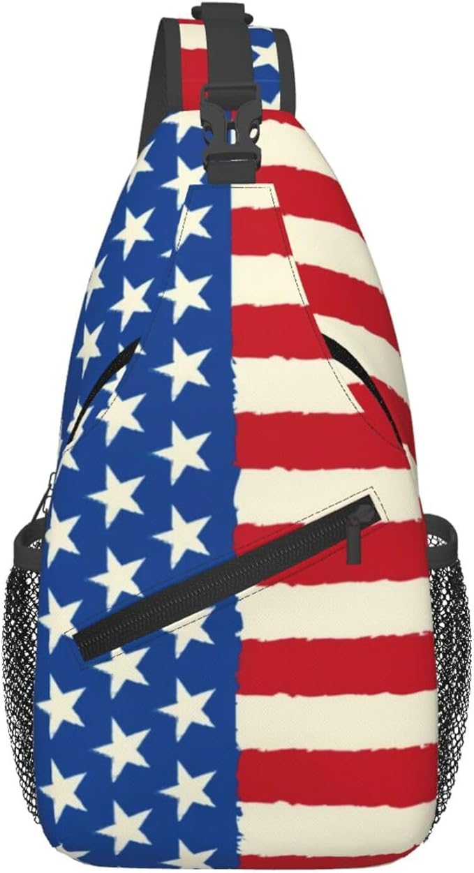 American Flag Sling Bag Multipurpose Crossbody Sling Backpack Travel Cycling Hiking Shoulder Bag For Women Men
