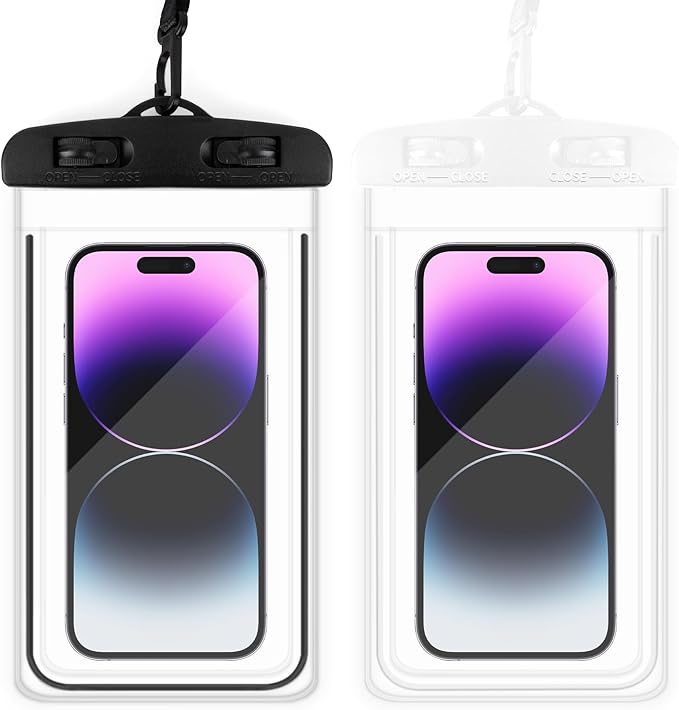 Waterproof Phone Pouch, 2 Pack Water Proof Cell Phone Case, Phone Wet Dry Bag Holder Beach Vacation Waterpark Underwater Cruise Essentials Accessories Must Haves Packing List Stuff for Men Women
