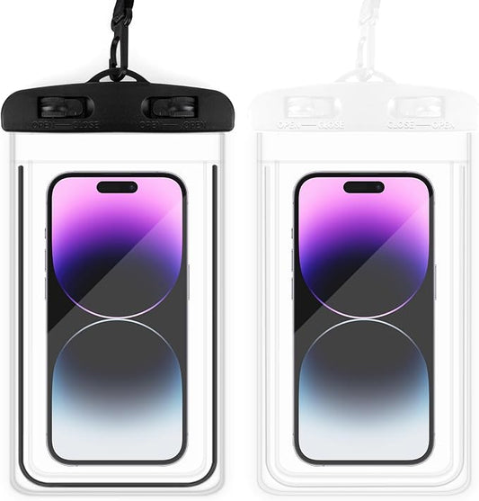 Waterproof Phone Pouch, 2 Pack Water Proof Cell Phone Case, Phone Wet Dry Bag Holder Beach Vacation Waterpark Underwater Cruise Essentials Accessories Must Haves Packing List Stuff for Men Women