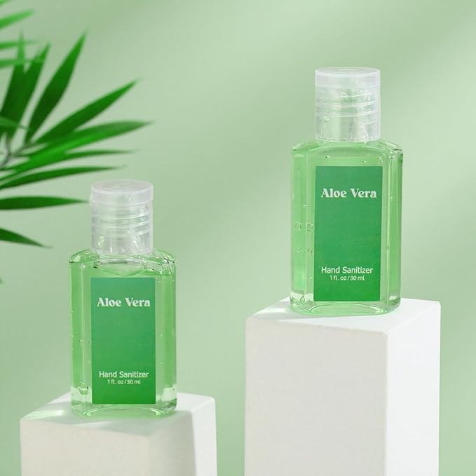 Frienda 24 Pcs Mini Hand Sanitizers Bulk Aloe Vera Refreshing Gel Pocket Scented Hand Sanitizers Travel Size for Christmas Stocking Stuffers Women Men Teacher Nurses Coworker Staff Guest Holiday Gifts
