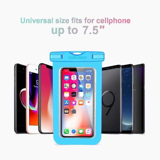 GLBSUNION Universal Waterproof Phone Pouch, 4-Pack IPX8 Waterproof Case Underwater Dry Bag Protective Pouch for Pools Beach Kayaking Travel iPhone 17 16 15 14 13 Pro MAX Plus Galaxy up to 7.5"