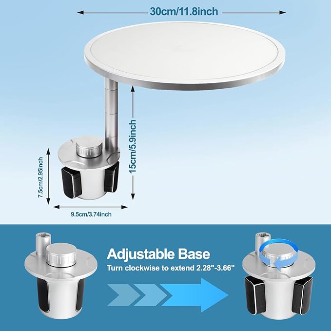 Car Tray Table & Car Desk for Laptop with 2 Risers and Anti-slip Pad, 360° Rotating Cup Holder for Working and Eating Compatible with Tesla Model 3/Y/S/Ensure The Cup Holder is Round/White
