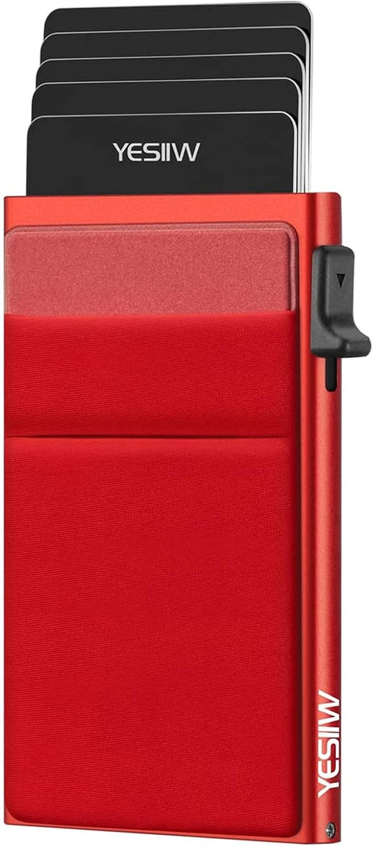YESIIW Credit Card Holder Wallet for Men RFID Blocking Slim Minimalist Metal Wallet with Money Pocket Contactless Card Protector