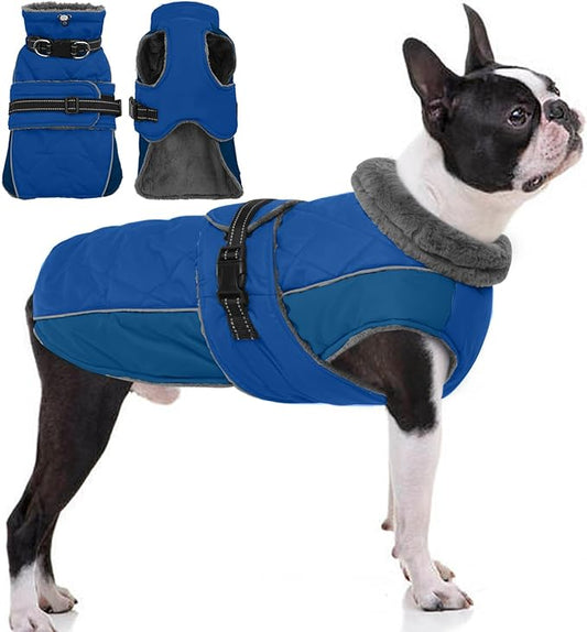 QBLEEV Warm Dog Jacket - Reflective, Adjustable Winter Coat with Turtleneck for Cold Weather, Waterproof Fleece Snowsuit for Small, Medium, Large Dogs