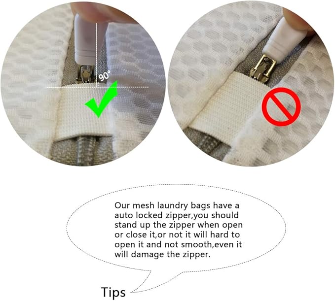 Kimmama Laundry Mesh Wash Bags, Lingerie Bags for Washing Delicates, White Net, Grey Zipper, 2XXL