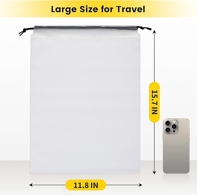 Vorspack Shoe Bags for Travel - 20 Pcs Transparent Drawstring Backpack Travel Shoe Bag Clear Drawstring Bag Large Shoe Organizer with Rope Travel Essentials for Men Women