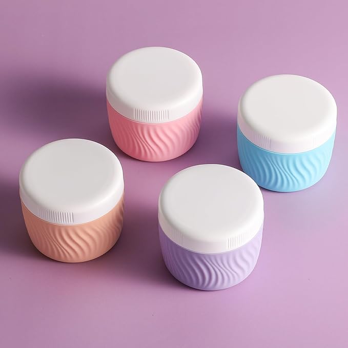 Travel Containers for Toiletries, Silicone Cream Jars BPA-Free, TSA Approved 3oz Travel Size Containers, Leak-proof Portable Size Silicone Jars with Lid for Face Hand Body Cream (4 Pack)