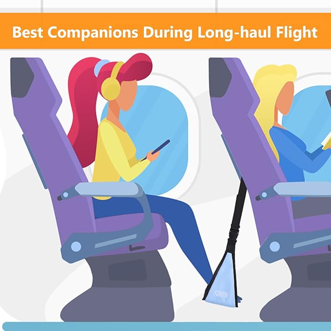 Airplane Footrest with No Feet Clashing Support Design, Portable Travel Foot Hammock, Memory Foam Plane Foot Rest to Relieve Feet Soreness - Long Flights Essentials