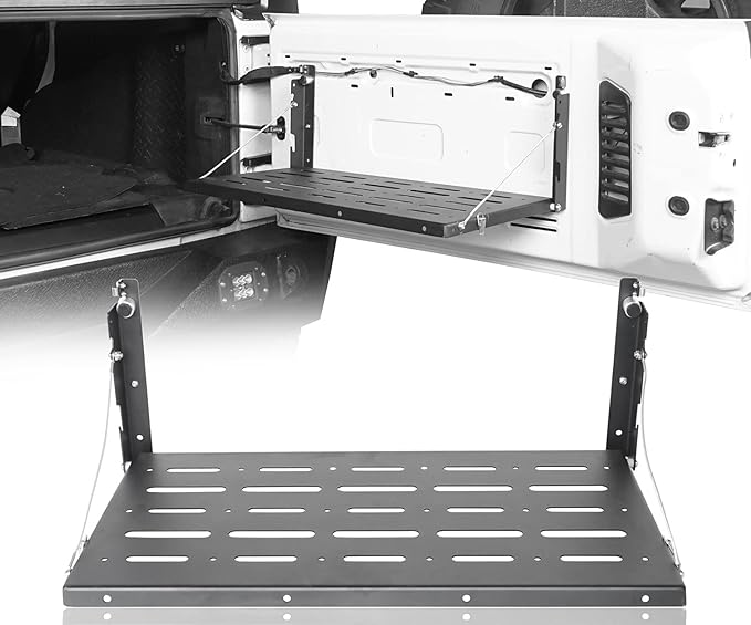 Hooke Road JK Wrangler Tailgate Table Metal Storage Rack Foldable Cargo Shelf for 2007-2018 Jeep Wrangler JK & Unlimited