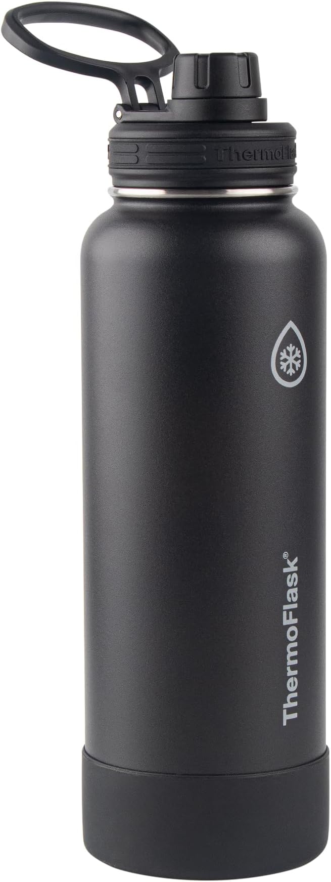 Thermoflask 40 oz Stainless Steel Insulated Water Bottles with Straw and Spout Lids, 2-pack, Black/Rose Purple