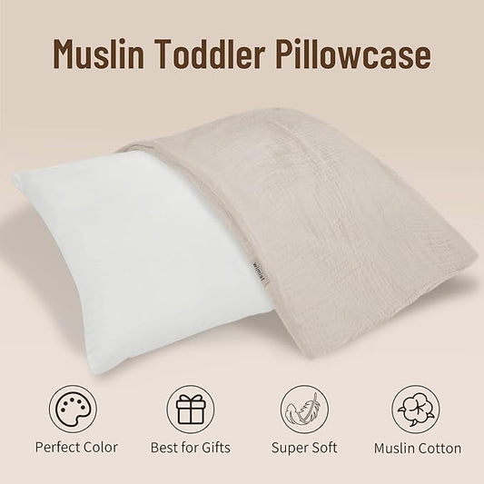 Toddler Pillowcases for 14"x20" Pillow 2 Pack, Muslin Small Toddler Baby Kids Travel Pillow Covers for Boys Girls with Envelope Closure (Brick, 14 x 20 Inch)