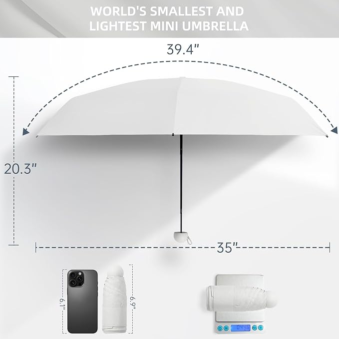 Compact Travel Umbrella, Small Pocket Mini Umbrella for Purse Wallet, UV Sun Rain Umbrellas for Backpack, Portable Folding Umbrellas for Women Kids