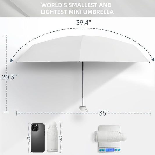 Compact Travel Umbrella, Small Pocket Mini Umbrella for Purse Wallet, UV Sun Rain Umbrellas for Backpack, Portable Folding Umbrellas for Women Kids