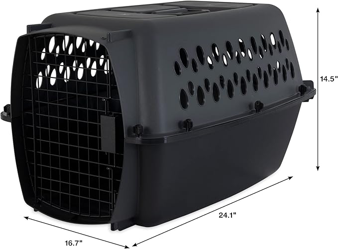 Petmate Pet Porter Dog Kennel 24", Dark Gray & Black, for Pets 15-20lbs, Made in USA
