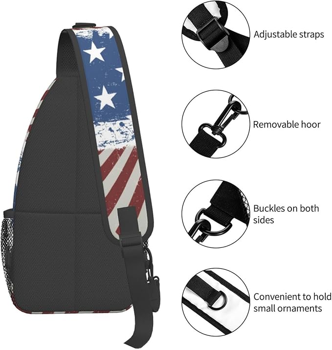 American Flag Sling Bag Multipurpose Crossbody Sling Backpack Travel Cycling Hiking Shoulder Bag For Women Men