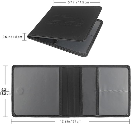 Car Registration and Insurance Holder, Leather Registration and Insurance Card Holder, Vehicle Glove Box Organizer - For Documents, Cards, License (Black)