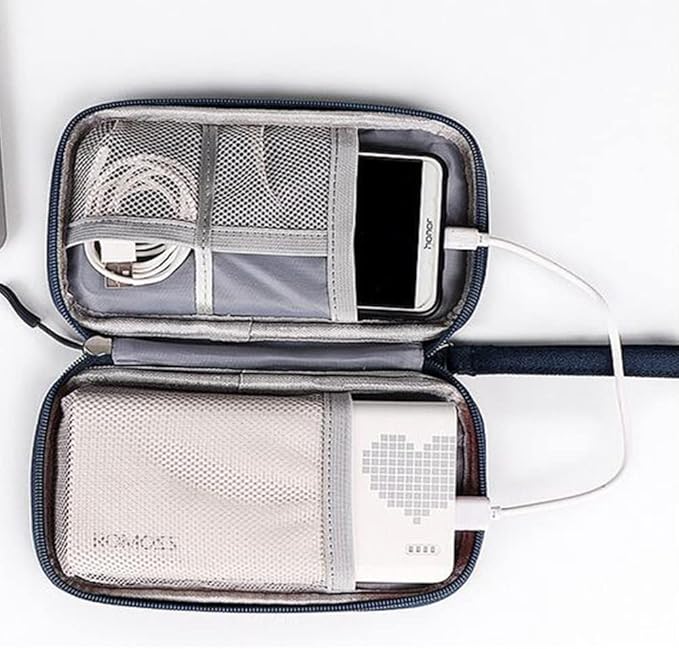 Electronic Organizer Cable Bag, Electronics Accessories Carry Cases Portable Cord Organizer Bag for Cable, Charger, Phone, USB, SD Card, Earphones More Out-Going, Business Travel Gadget Bag, Blue