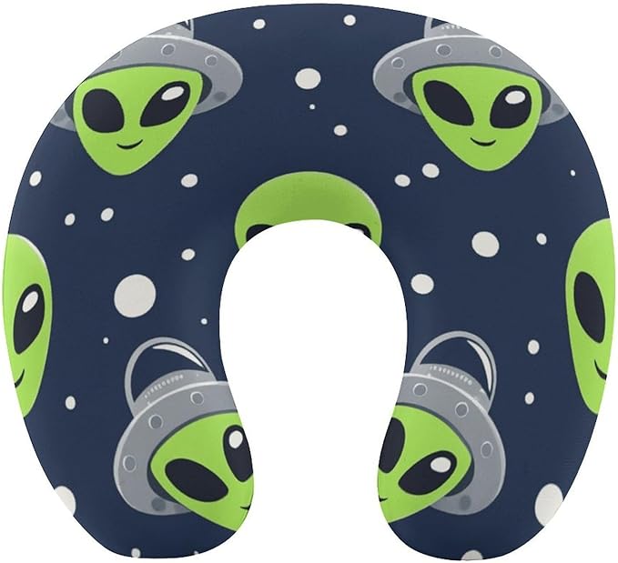 Office Nap Pillow U-Shaped Memory Foam Neck Support, Alien and UFO Head U-Shape, Portable Travel Car Home Rest