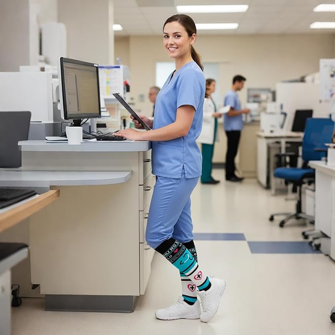 Graduated Compression Socks for Women&Men 20-30mmhg Knee High Socks Travel Hiking Running Stocking