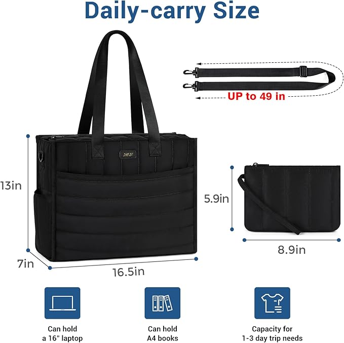 IBFUN Utility Tote Bag with 14/24 Pockets Zip Top Teacher Tote Bag for Teacher/Work Women