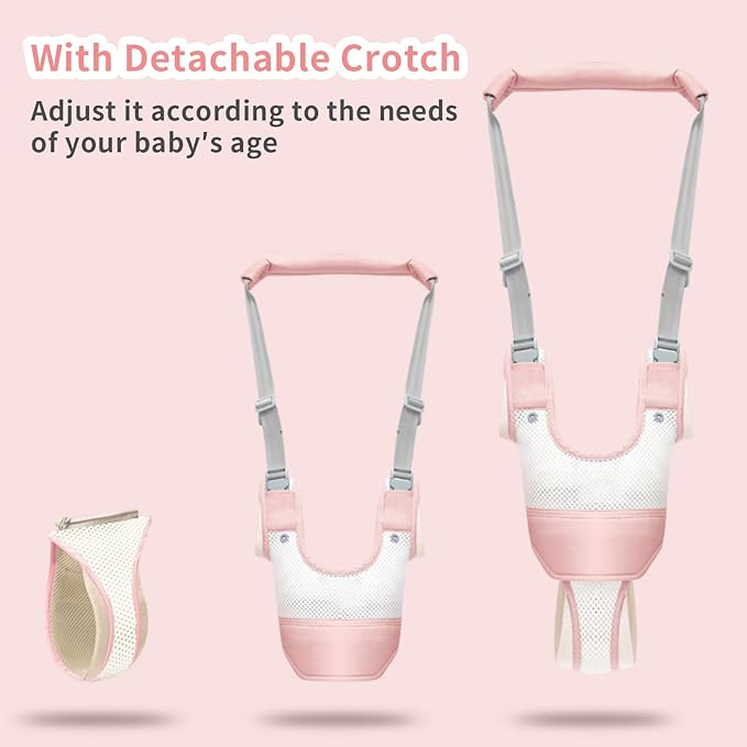 Baby Walker Breathable Baby Walking Harness Handheld Kids Walker Helper Toddler Infant Walker Harness Assistant Belt Pulling and Lifting Dual Use Walking Assistant Strap (Pink 1)