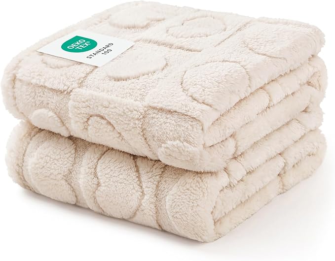 Luciphia 1 Pack 2 Small Dog Blanket Washable Pet Bed Cover Soft Fluffy Puppy Blanket with Premium Fleece 300GSM Cozy Calming Cat Blankets for Indoor Cats Beige 57x40 inch