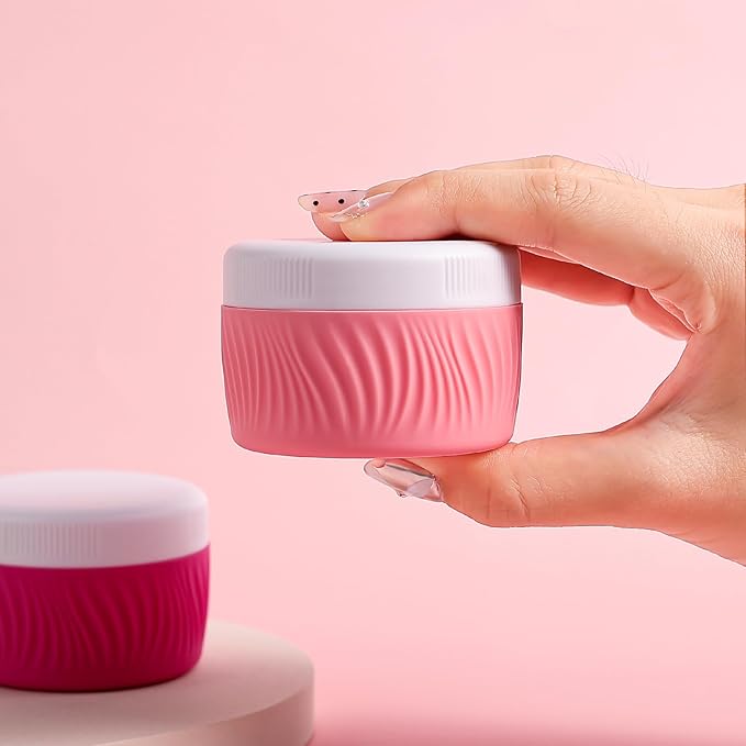 Travel Containers for Toiletries, Silicone Cream Jars BPA-Free, TSA Approved 2oz Travel Size Containers, Leak-proof Portable Size Silicone Jars with Lid for Face Hand Body Cream (4 Pack)
