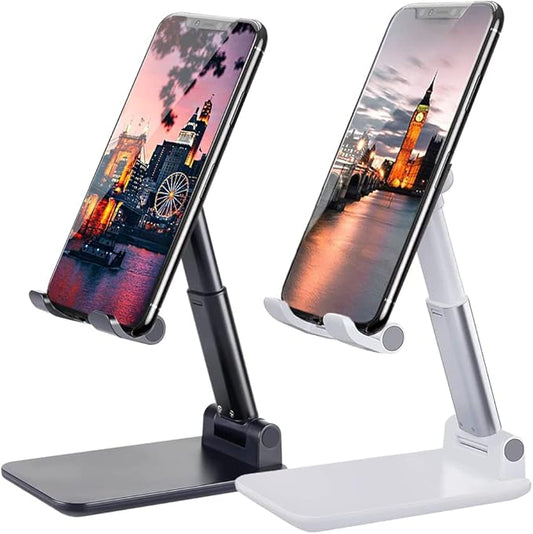 2 Pcs Cell Phone Stand, Adjustable Angle Height Phone Stand for Desk, Fully Foldable/Portable Phone Holder, Compatible for iPhone 16/15/14/13/12/Smartphones