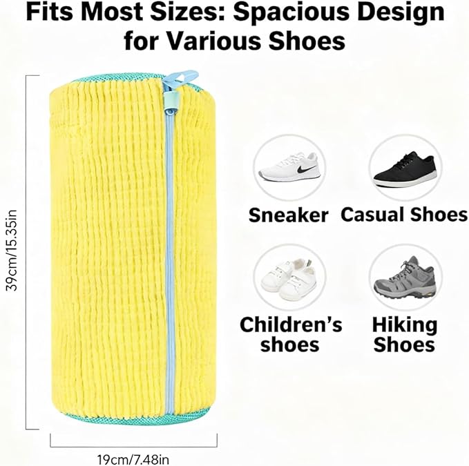 Shoe washing Machine Bag 2 Pack for Washer and Dryer reusable 360° deep cleaning Laundry Bag sneaker with zipper, oversized fit all shoe types, durable microfiber Protection