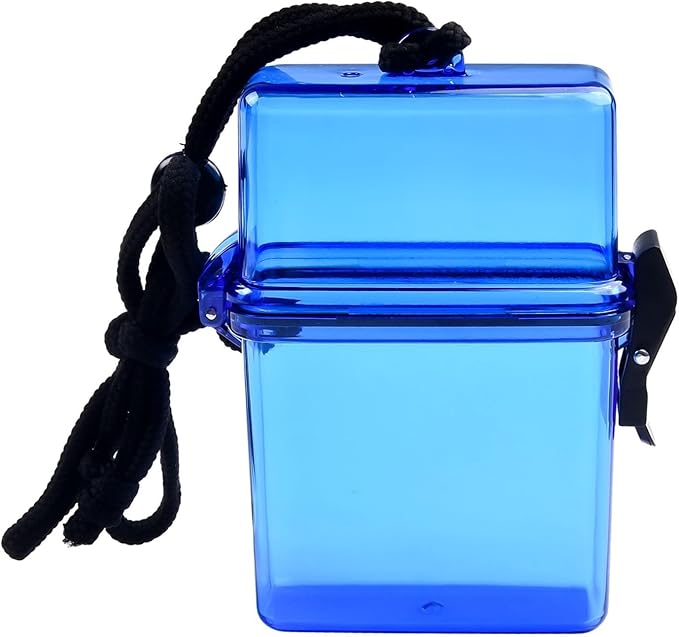 Waterproof Sport Case with Lanyard for Kayaking Rafting Swimming, Submersible Dry Box for Outdoor Sports, Floating Phone Pouch, Sealed Storage Container, 11.9 x 9.4 x 3.6 cm, Grey(Blue)