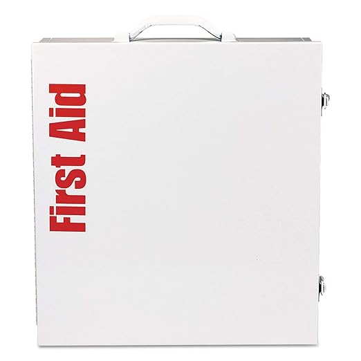 First Aid Only 90575 3-Shelf ANSI B+ and OSHA-Compliant First Aid Kit, 100-150-Person Emergency First Aid Kit for Business and Worksite, First Aid Metal Cabinet with Medications, 676 Pieces
