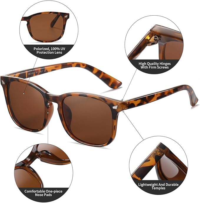 DUSHINE Polarized Sunglasses for Women Classic Retro Style UV400 Protection