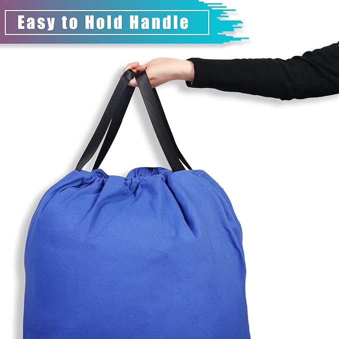 LOLOMLO Extra Large Canvas Laundry Bags with Handles & Drawstring Closure, Heavy Duty Tears Resistant Clothes Storage Travel Bags, Machine Washable Multi Use Laundry Bag liner for Laundry Hamper -