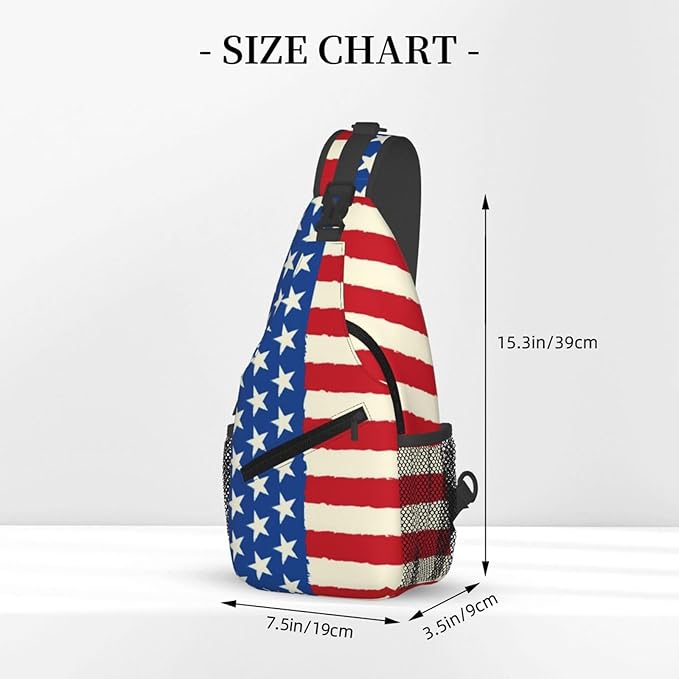 American Flag Sling Bag Multipurpose Crossbody Sling Backpack Travel Cycling Hiking Shoulder Bag For Women Men