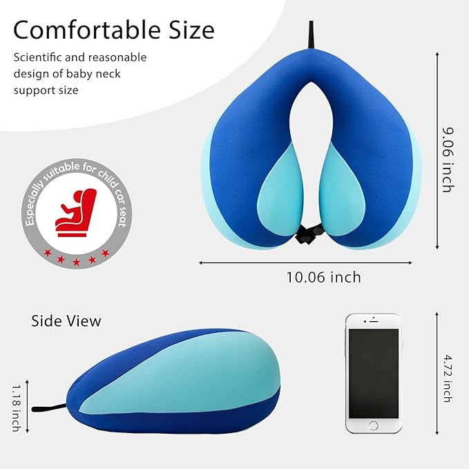 MOOB Neck Pillows for Kids, Traveling Gifts for Toddler & Children Toddler Neck Pillow for Carseat U-Shape Travel Pillow for Kids Dark Blue
