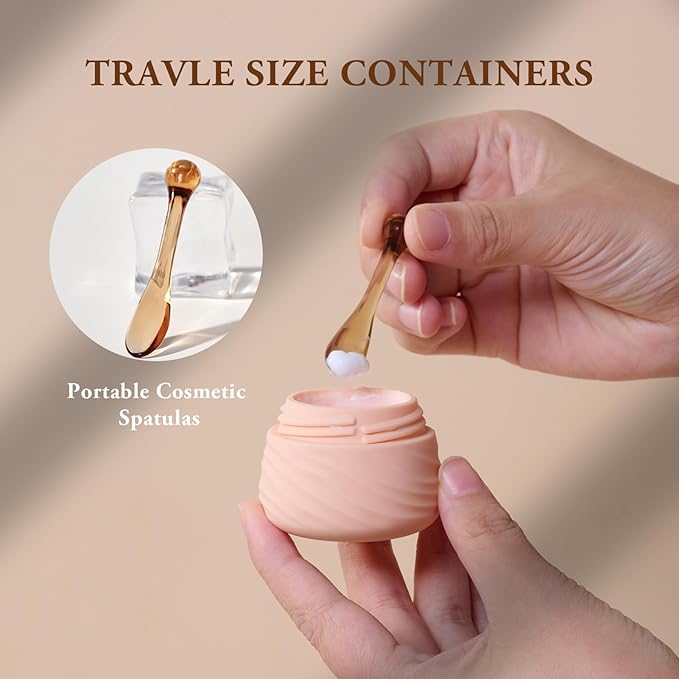 Travel Containers for Toiletries, Silicone Jar with Lid Eternal Moment, TSA Approved Travel Size Bottles with Clear Bag, Leak-proof Traveling Accessories Cosmetic for Lotion Face Body Cream (4 Pack)